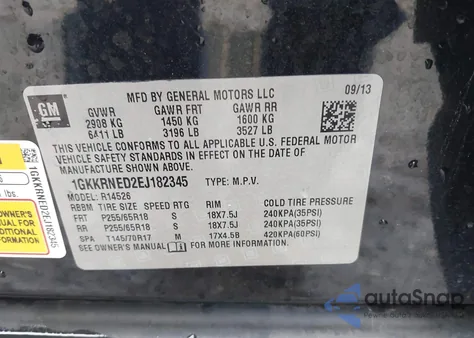 2014 GMC Acadia Sle-1 из США, поврежденный, VIN 1GKKRNED2EJ182345